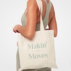 Mate The Label Canvas Tote Bag "Makin' Moves" Logo  14 x 13  Gym Grocery Errands